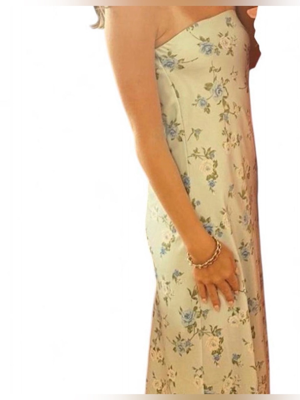 🩵 Altar’d State Blue Floral Strapless Maxi Dress